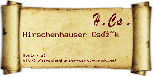 Hirschenhauser Csák névjegykártya